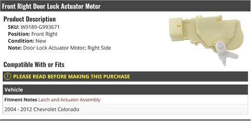 Front Right Passenger Side Door Lock Actuator Motor - Compatible with 2004-2012 Chevy Colorado in Saudi Arabia