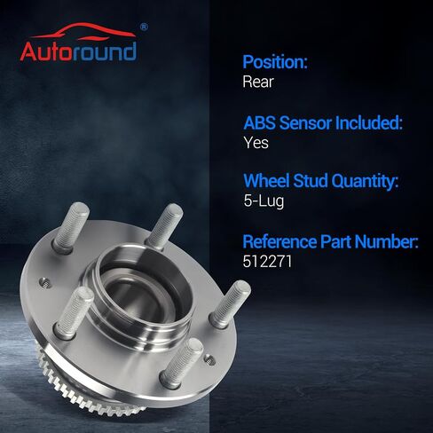 Autoround Pair 512271 Rear Wheel Bearing and Hub Assembly Compatible with Ford Fusion 2006-2012, Mazda 6 2003-2008, Lincoln MKZ 07-12/ Zephyr 06, Mercury Milan 06-11 FWD, 5 Lug w/ABS in Saudi Arabia
