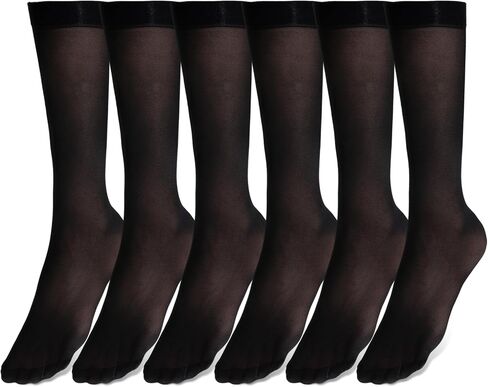 Giantree 6 Pairs Black Stocking Socks, Nylon Socks for Women, Tight Sheer Socks Ultra Thin Cool See Through Calf High Silk Socks, High Elasticity Leggs Knee Highs Sheer Ankle Socks Women(Black) in Saudi Arabia