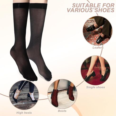 Giantree 6 Pairs Black Stocking Socks, Nylon Socks for Women, Tight Sheer Socks Ultra Thin Cool See Through Calf High Silk Socks, High Elasticity Leggs Knee Highs Sheer Ankle Socks Women(Black) in Saudi Arabia