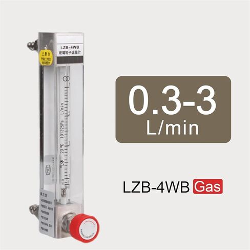 LZB-4WB Glass Tube Flow Meter Rotameter for Gas Liquid Air Water Oxygen Nitrogen Adjustable(0.3-3L-min) in Kuwait