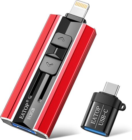 128GB Flash Drive Intended for iPhone iPad Android and Computers, 4 in 1 Photo Stick for Phone Memory Storage Easily Backup Photos Videos, Plug and Play, No Application Required (Red) in Saudi Arabia