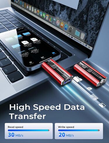 128GB Flash Drive Intended for iPhone iPad Android and Computers, 4 in 1 Photo Stick for Phone Memory Storage Easily Backup Photos Videos, Plug and Play, No Application Required (Red) in Saudi Arabia
