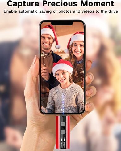 128GB Flash Drive Intended for iPhone iPad Android and Computers, 4 in 1 Photo Stick for Phone Memory Storage Easily Backup Photos Videos, Plug and Play, No Application Required (Red) in Saudi Arabia