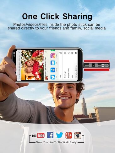 128GB Flash Drive Intended for iPhone iPad Android and Computers, 4 in 1 Photo Stick for Phone Memory Storage Easily Backup Photos Videos, Plug and Play, No Application Required (Red) in Saudi Arabia