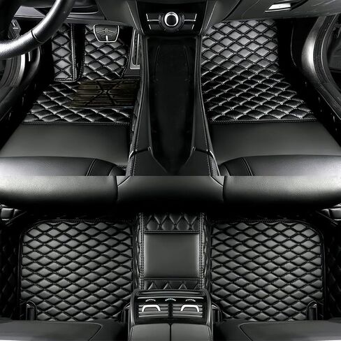 Yaruicar Custom Personalized Floor Mats for Cars Luxury Full Coverage All Car Floor Mats Anti-Slip Leather Car Mat Set Trucks & SUVs Trucks Automotive Floor Mats Liners (All Black) in Kuwait