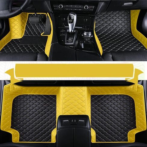 Yaruicar Custom Personalized Floor Mats for Cars Luxury Full Coverage All Car Floor Mats Anti-Slip Leather Car Mat Set Trucks & SUVs Trucks Automotive Floor Mats Liners (All Black) in Kuwait