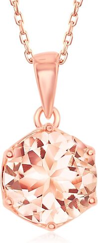 Morganite cubic Zirconia 8mm على شكل كمثرى/مستدير هالة Rose Gold مطلي بالولاية الجنيه الاسترليني المجوهرات قلادة 18 '' in Saudi Arabia