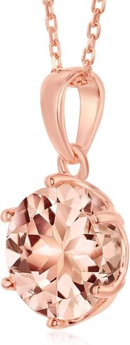 Morganite cubic Zirconia 8mm على شكل كمثرى/مستدير هالة Rose Gold مطلي بالولاية الجنيه الاسترليني المجوهرات قلادة 18 '' in Saudi Arabia