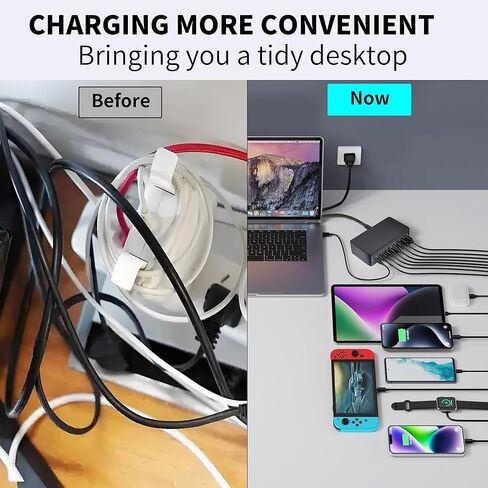 USB C Fast Charger 440W, USB C 8-Port Multi GaN Adapter Block, Charging Station Hub, Fast PD 100W 65W Laptop Adapter QC 18W for MacBook Pro/Air/All iPad, Samsung DELL, Steam Deck, iPhone 16/15 in Kuwait