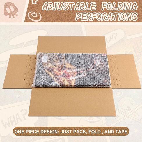30 Pack Corrugated Comic Book Mailers 7.8 x 11 x 1.2 Inch with 30 Bubble Bags, Comic Book Shipping Box Easy Fold Cardboard Photo Box for Mailing Packaging, Height Adjustable in Kuwait