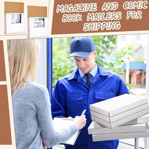 30 Pack Corrugated Comic Book Mailers 7.8 x 11 x 1.2 Inch with 30 Bubble Bags, Comic Book Shipping Box Easy Fold Cardboard Photo Box for Mailing Packaging, Height Adjustable in Kuwait