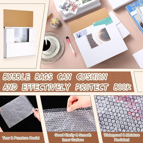 30 Pack Corrugated Comic Book Mailers 7.8 x 11 x 1.2 Inch with 30 Bubble Bags, Comic Book Shipping Box Easy Fold Cardboard Photo Box for Mailing Packaging, Height Adjustable in Kuwait