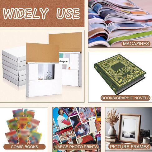 30 Pack Corrugated Comic Book Mailers 7.8 x 11 x 1.2 Inch with 30 Bubble Bags, Comic Book Shipping Box Easy Fold Cardboard Photo Box for Mailing Packaging, Height Adjustable in Kuwait