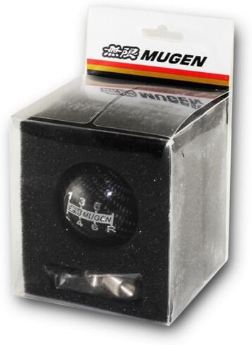W -Power JDM MUGEN RACING حقيقية ألياف الكربون مستديرة الكرة مقابض الترس مقابض 5 6 سرعات شيفتر عالمي لمعظم السيارات اليدوية/الأوتوماتيكية مع 3 محولات (الكربون الأحمر - 6 سرعة) in Kuwait