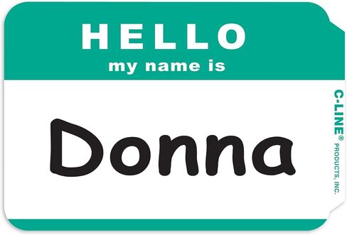 C-Line Pressure Sensitive Peel and Stick Badges, Hello My Name Is, Green, 3.5 x 2.25 Inches, 100 per Box (92233) in Kuwait