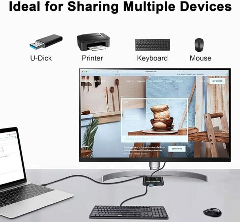 USB 2.0 Switch, 2 Computers Sharing 4 Devices, USB 2.0 Switcher for Mouse, Keyboard, Printer, Scanner, Flash Drive, Compatible with Windows, Mac, Linux, Chrome OS in Saudi Arabia