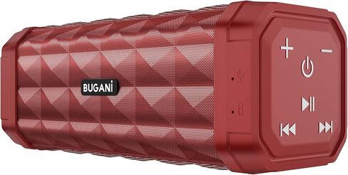 BUGANI Bluetooth Speakers Portable Bluetooth Speaker, 100ft Wireless Range, Louder Volume, Stereo Sound, Amazing Bass 24H Playtime, IPX5, Built-in Mic, Wireless Speaker for Ourdoor Indoor(Black) in Saudi Arabia