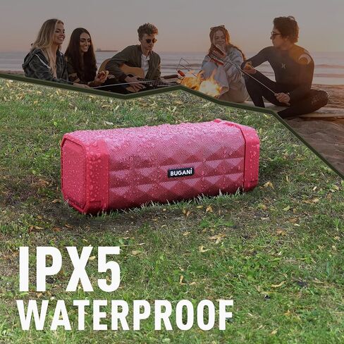 BUGANI Bluetooth Speakers Portable Bluetooth Speaker, 100ft Wireless Range, Louder Volume, Stereo Sound, Amazing Bass 24H Playtime, IPX5, Built-in Mic, Wireless Speaker for Ourdoor Indoor(Black) in Saudi Arabia