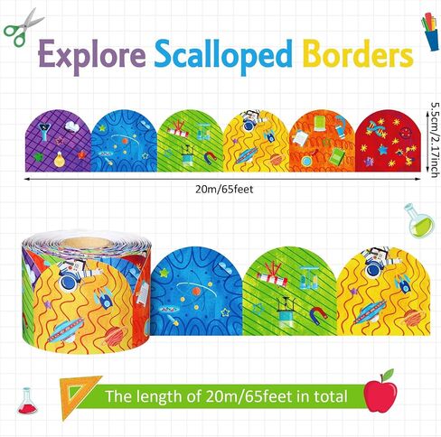 65.6 ft Scalloped Bulletin Board Borders Decorative Scalloped Border Trim Rolled Classroom Borders for Bulletin Board School Office Party Wall Decorations (Scandi Mountains) in Kuwait
