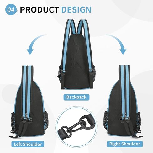 Convertible Sling Bag Crossbody Backpack, 12.9-Inch Pads Bags with Headphone Jack Shoulder Bag Casual Pack for Women Men Hiking Travel Cycling (Black) in Kuwait