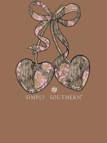 Simply Southern Pink Camo, Cherry, Bow, Hearts, Adult T-Shirt in Saudi Arabia