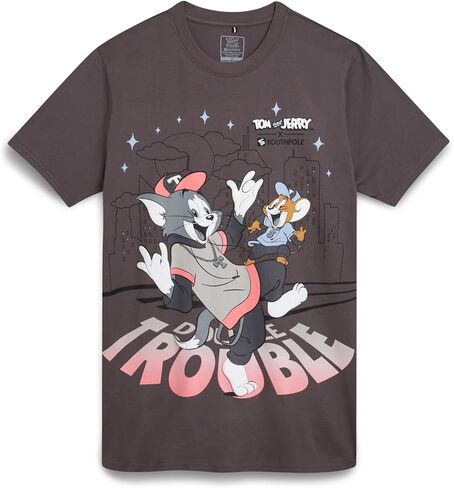 Southpole Mens Graphic T-Shirts - Looney Tunes Bugs Bunny Tom and Jerry Crewneck Short Sleeve Graphic Tee for Men (S-XL) in Saudi Arabia