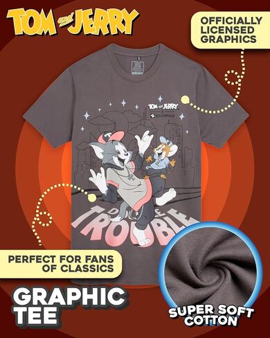 Southpole Mens Graphic T-Shirts - Looney Tunes Bugs Bunny Tom and Jerry Crewneck Short Sleeve Graphic Tee for Men (S-XL) in Saudi Arabia