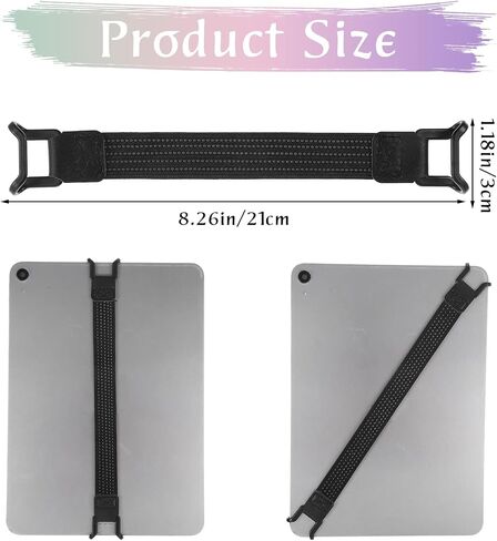 Security Hand Strap Holder for Tablets, 2 Pcs Universal Handle Grip with Elastic Bands, One-Handed Operation, Anti-Drop Strap Compatible with pad, Kindle, eBook Readers (Black) in Saudi Arabia