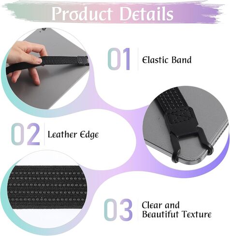 Security Hand Strap Holder for Tablets, 2 Pcs Universal Handle Grip with Elastic Bands, One-Handed Operation, Anti-Drop Strap Compatible with pad, Kindle, eBook Readers (Black) in Saudi Arabia