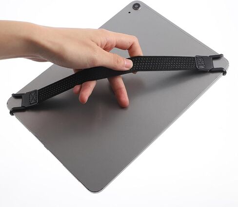 Security Hand Strap Holder for Tablets, 2 Pcs Universal Handle Grip with Elastic Bands, One-Handed Operation, Anti-Drop Strap Compatible with pad, Kindle, eBook Readers (Black) in Saudi Arabia