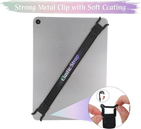 Security Hand Strap Holder for Tablets, 2 Pcs Universal Handle Grip with Elastic Bands, One-Handed Operation, Anti-Drop Strap Compatible with pad, Kindle, eBook Readers (Black) in Saudi Arabia