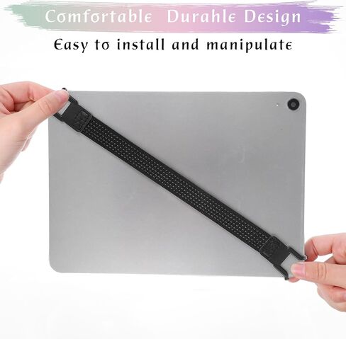 Security Hand Strap Holder for Tablets, 2 Pcs Universal Handle Grip with Elastic Bands, One-Handed Operation, Anti-Drop Strap Compatible with pad, Kindle, eBook Readers (Black) in Saudi Arabia