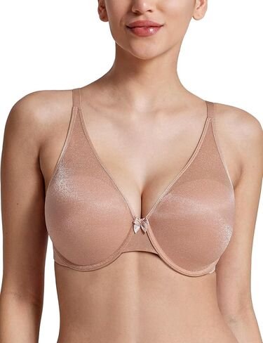 Deyllo Women's Sexy Glitter Mesh Deep V Plunge Bra Full Coverage Underwire with Adjustable Straps in Kuwait