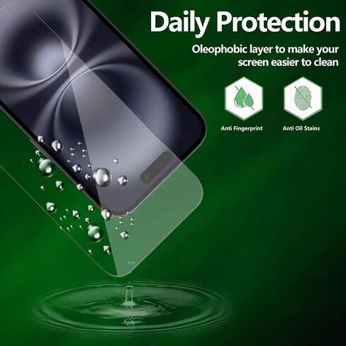 2 Pack for iPhone 16 / iPhone 15 Screen Protector, Tempered-Glass, Micro-curved Edges, Case Friendly, Bubble Free, HD Clear, Easy Installation in Saudi Arabia