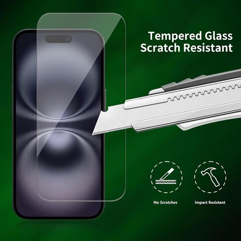 2 Pack for iPhone 16 / iPhone 15 Screen Protector, Tempered-Glass, Micro-curved Edges, Case Friendly, Bubble Free, HD Clear, Easy Installation in Saudi Arabia