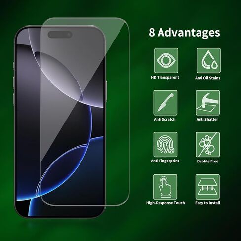 2 حزمة لـ iPhone 16 / iPhone 15 شاشة واقي الشاشة ، الزجاج المقسى ، الحواف المنحنى الدقيق ، ودية للحالة ، خالية من الفقاعات ، واضحة ، واضحة ، تسهيل التثبيت in Kuwait