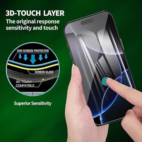 2 حزمة لـ iPhone 16 / iPhone 15 شاشة واقي الشاشة ، الزجاج المقسى ، الحواف المنحنى الدقيق ، ودية للحالة ، خالية من الفقاعات ، واضحة ، واضحة ، تسهيل التثبيت in Kuwait