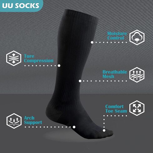 Medical Compression Socks for Women and Men 3 Pairs 20-30 mmHg Knee High Christmas Compression Stockings Circulation Best for Running Athletic Nurses in Saudi Arabia