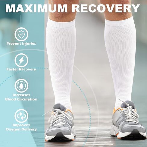 Medical Compression Socks for Women and Men 3 Pairs 20-30 mmHg Knee High Christmas Compression Stockings Circulation Best for Running Athletic Nurses in Saudi Arabia