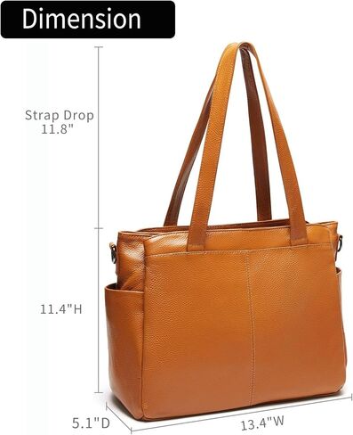 Genuine Leather Tote Bag for Women Large Shoulder Purse with 3 Compartments, Work and Everyday Handbag with Adjustable Strap in Kuwait