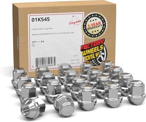إكسسوارات العجلات أجزاء 20 PCS M12x1.5 12x1.5 Thread OEM Style Lug Nuts 1.2 "Long Chrome 3/4" 19mm Hex Fits Jeep Compass Patriot ｜ Chrysler Grand Caravan Pacifica 6509769AA ｜ 611-074 in Saudi Arabia