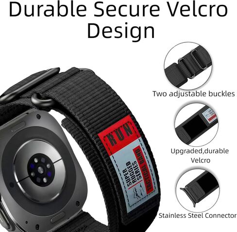 نايلون وعرة لـ Galaxy Watch 7 نطاقات فائقة 47 مم ، حزام نايلون فيلكرو قابل للتعديل ل Samsung Watch Ultra Band مع مشبك حلقة مزدوجة متوافقة مع Galaxy Ultra Watch Band للرجال/النساء in Saudi Arabia