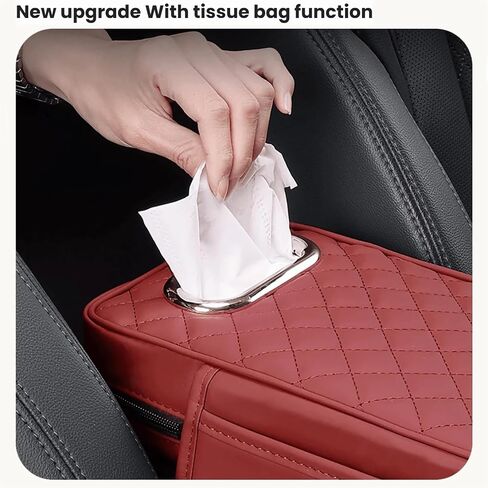 وسادة مسند الذراعين في Memory Foam Carrest 2025 CANTER CANCOLE CUSHION CUSHION CAR CAR CORD ARMREST COVER AUTO CENTOLE CENTOLE CENTER CONCT COVER COVER COR COR CORPREST ORGANIZER (Black and Red) in Kuwait