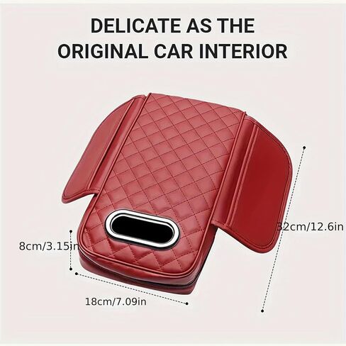 وسادة مسند الذراعين في Memory Foam Carrest 2025 CANTER CANCOLE CUSHION CUSHION CAR CAR CORD ARMREST COVER AUTO CENTOLE CENTOLE CENTER CONCT COVER COVER COR COR CORPREST ORGANIZER (Black and Red) in Kuwait