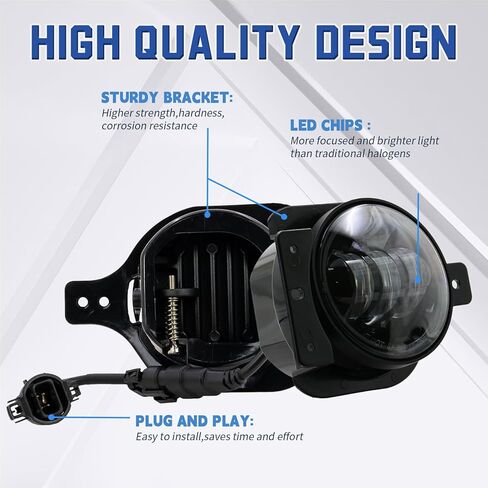 Vpimozo 4 بوصة LED أضواء الضباب LED لعام 2018-2024 Jeep Wrangler JL JLU JLU Sport Rubicon Sahara 2020+ Gladiator JT ، 30W LED LED Mort in Kuwait