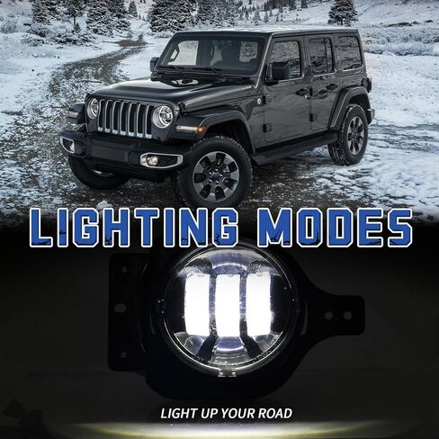 Vpimozo 4 بوصة LED أضواء الضباب LED لعام 2018-2024 Jeep Wrangler JL JLU JLU Sport Rubicon Sahara 2020+ Gladiator JT ، 30W LED LED Mort in Kuwait