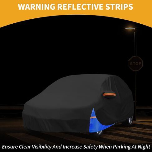Waterproof All-Weather Universal Car Cover with Right Side Zipper, 190T Polyeste Black Blue Fits for SUV 190" to 200" Length in Saudi Arabia