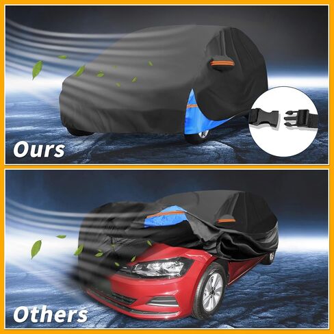 Waterproof All-Weather Universal Car Cover with Right Side Zipper, 190T Polyeste Black Blue Fits for SUV 190" to 200" Length in Saudi Arabia