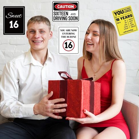 9pcs 16th Warning Birthday Party Decorations, Birthday Wall Signs Funny Tags Teenager Decor with Caution Logos for Sweet 16 Years Old Teen Boys & Girls Photo Props Door Window Posters in Saudi Arabia